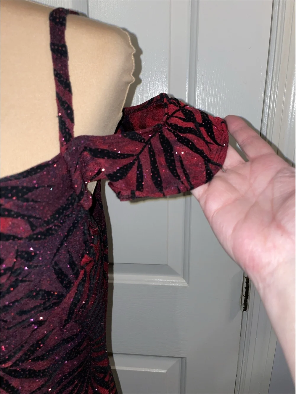 Vintage Rampage CDC Petites Ruched Bust Red & Black Dress Sparkle Size 10